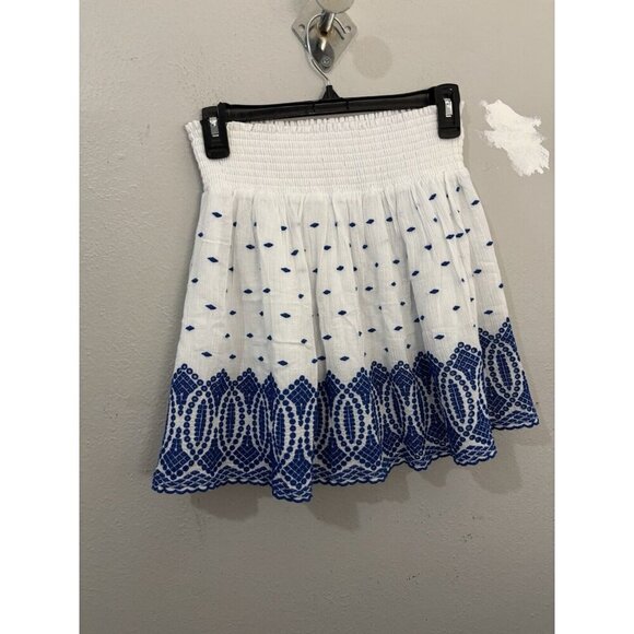 J Crew Embroidered Eyelet Short Cotton Skirt Size Small Elastic Waist - Picture 6 of 11